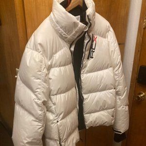 Ralph Lauren Puffer Coat (Large) White with blue lining and red piping and logo